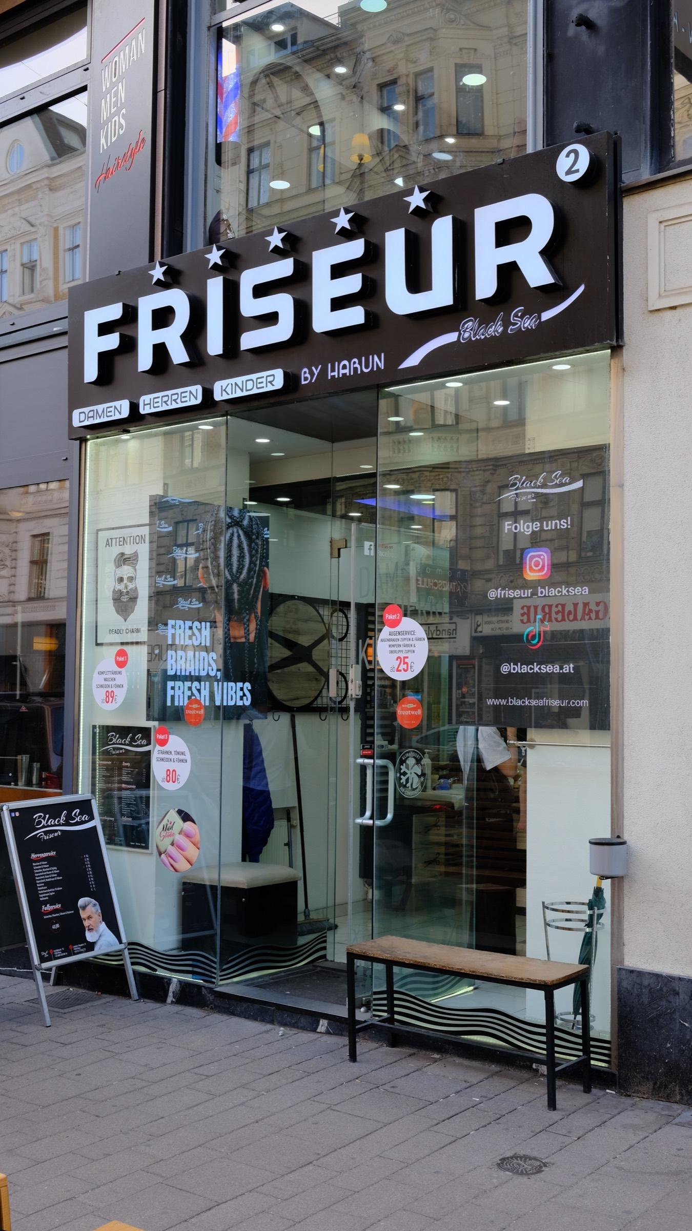 Storefront of Black Sea Friseur, location 2, in Vienna 1030